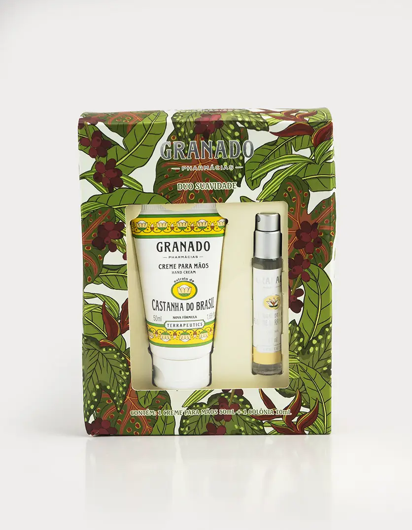 Kit Duo Suavidade - Creme de Mãos Castanha do Brasil 50ml + Colônia Bergamota e flor de Laranjeira 10ml